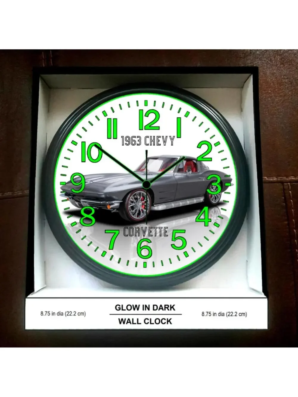 1963 Chevy Chevrolet Corvette Glow In The Dark Wall Clock New!